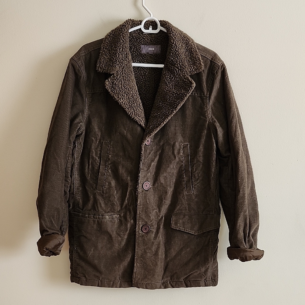 Vince Dark Brown Corduroy Jacket with Plush Collar
